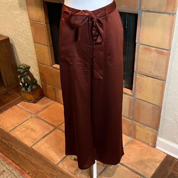 JOIE Rusty Copper Satin Wide Leg Crop Panrs, M! - Picture 1 of 9